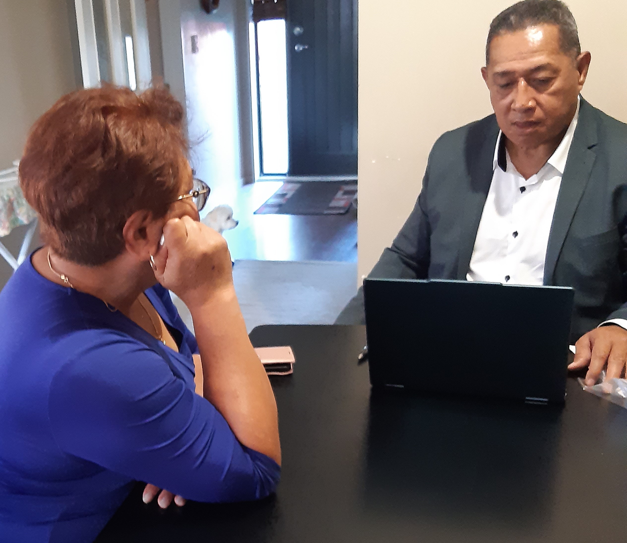 two island people meeting for business